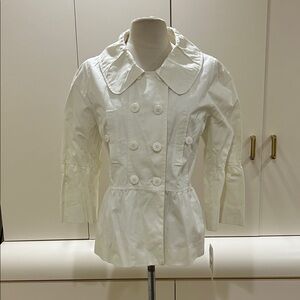 New French Connection Women's White Double-Breasted Jacket